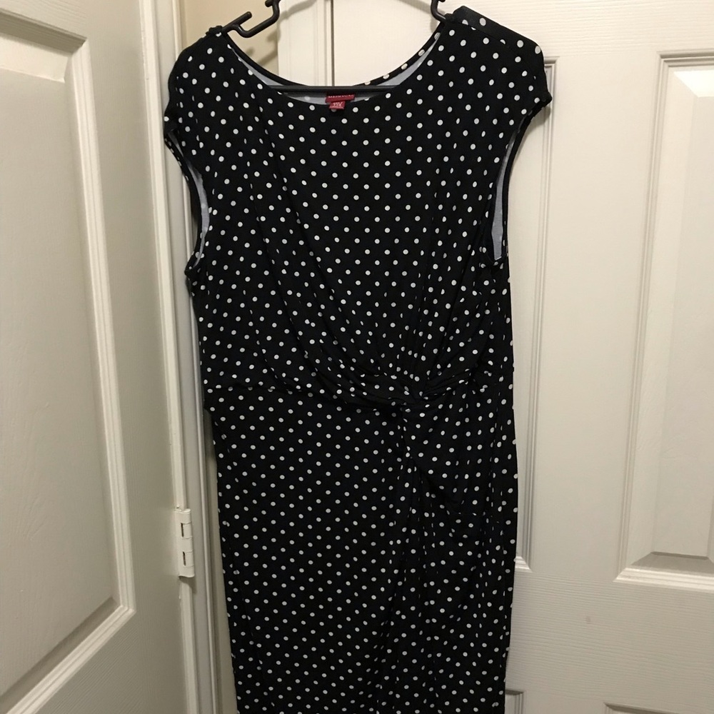 Stretchy cap sleeve polka dot dress XXL